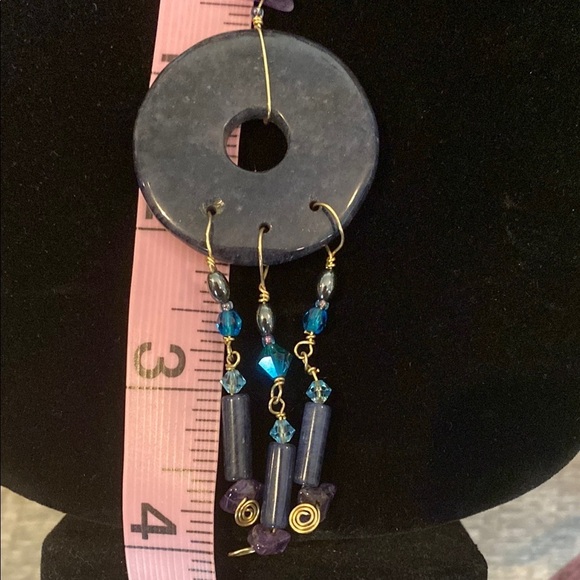 Amethyst Beaded Celestial Inspired Handmade Necklace with Circular Pendant - Picture 5 of 16